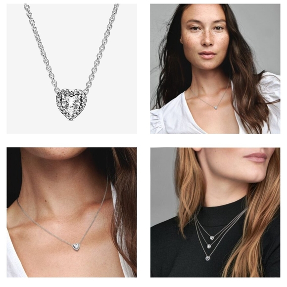Pandora Jewelry - Pandora Silver Heart Pendant Necklace with Sparkling CZ